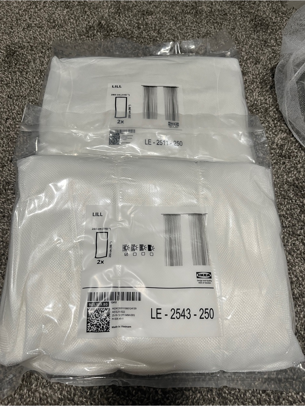 IKEA LILL Sheer Curtain Panels in White - 2 Pack